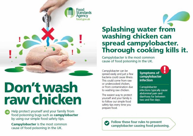 Public urged to stop washing raw chicken