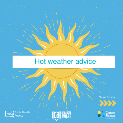 Illustrated graphic with added text 'Hot weather advice'
