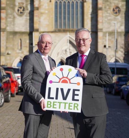 Health Minister Mike Nesbitt is pictured with Aidan Dawson, Chief Executive of the Public Health Agency