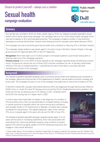 Front cover of A4 summary and background of report featuring two males and two females together sitting on the edge of a bed. One male and female embrace while the other male and female look on.