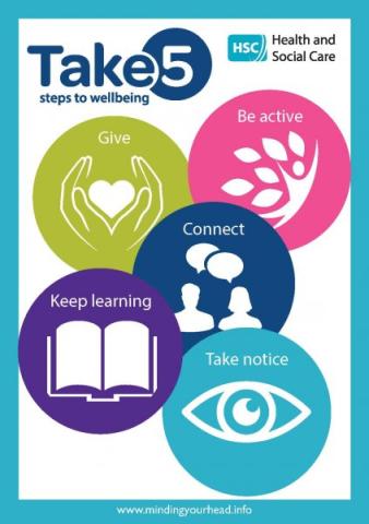 Take 5 steps to wellbeing (English and translations) | HSC Public Health  Agency