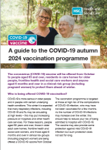 Cover image of the COVID-19 autumn vaccination programme leaflet showing older women smiling outdoors